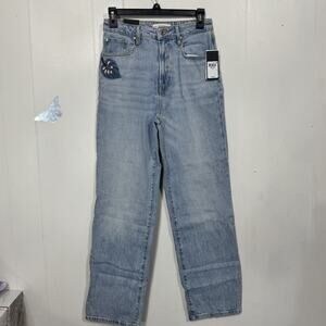Guess Jeans Womens 28 Blue Authentic Light Melrose Reborn Denim Embroidered Leaf